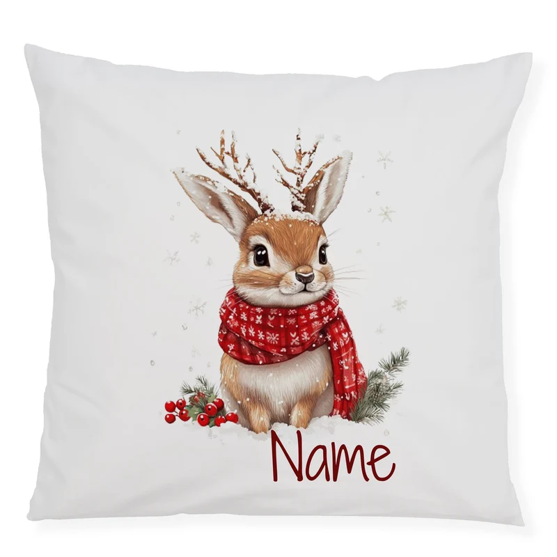 Kissenbezug Hase mit Schal - Kuschelige Wintermomente