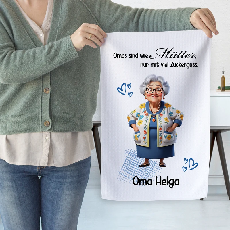 Geschirrtuch Oma mit Spruch