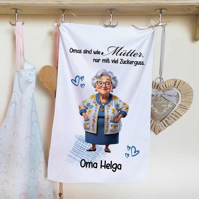 Geschirrtuch Oma mit Spruch