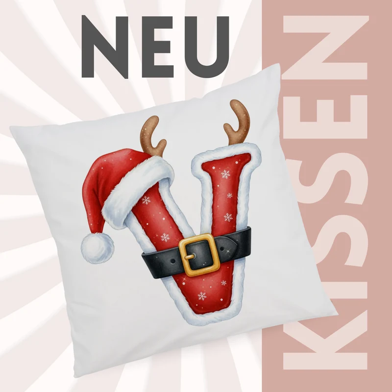 Weihnachts Kissenbezug Buchstabe V