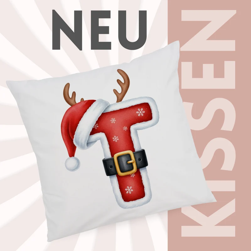 Weihnachts Kissenbezug Buchstabe T