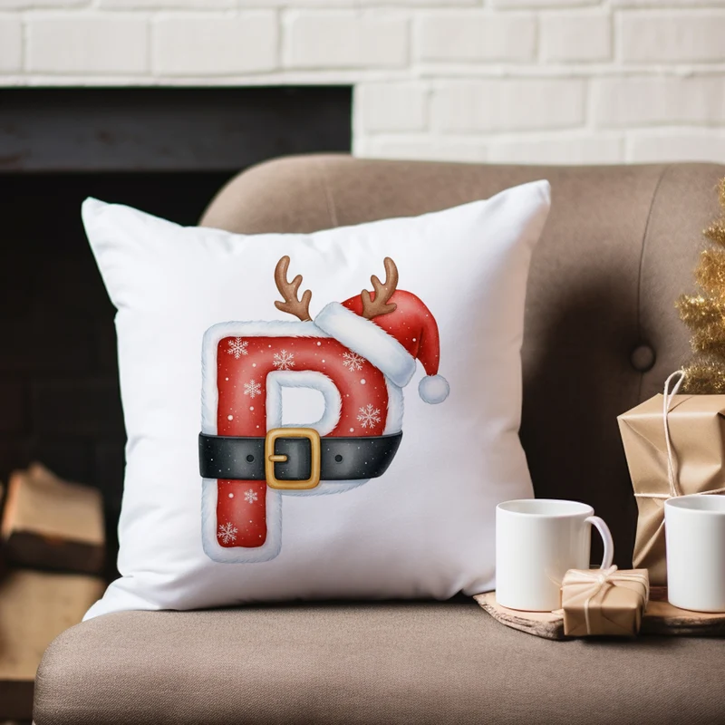 Weihnachts Kissenbezug Buchstabe P