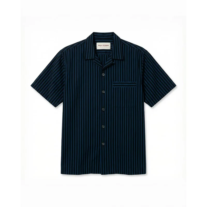 Short Sleeve Shirt — Navy Stripe
