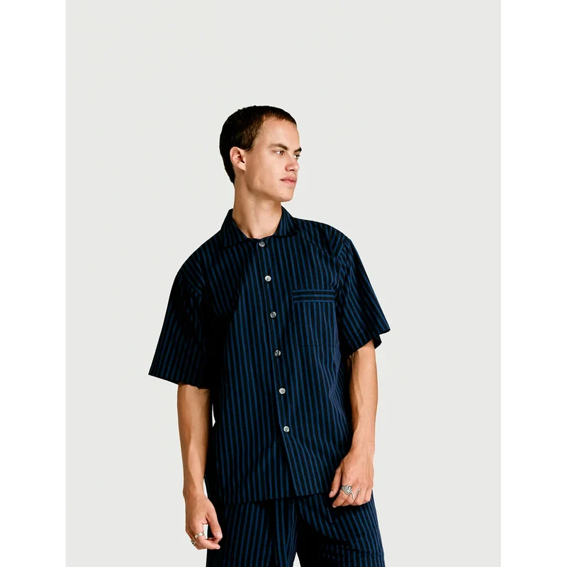 Short Sleeve Shirt — Navy Stripe