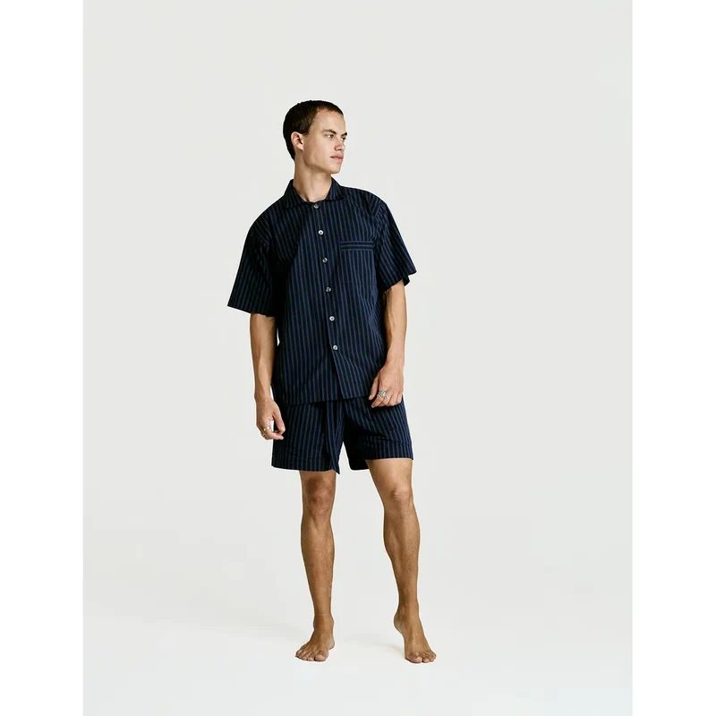 Short Sleeve Shirt — Navy Stripe