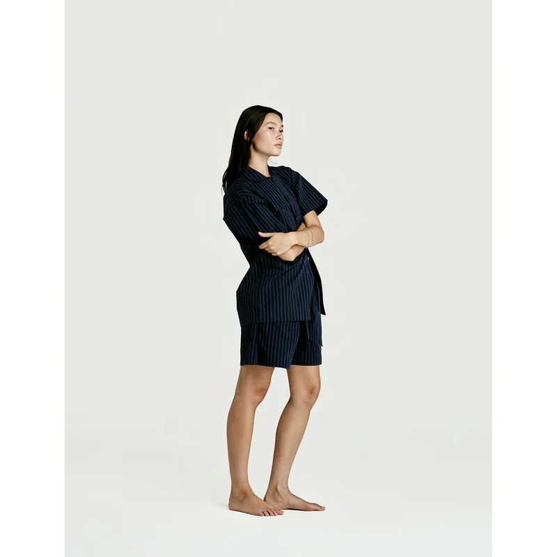 Short Sleeve Shirt — Navy Stripe