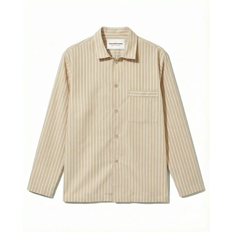 Long Sleeve Shirt — Latte Stripe