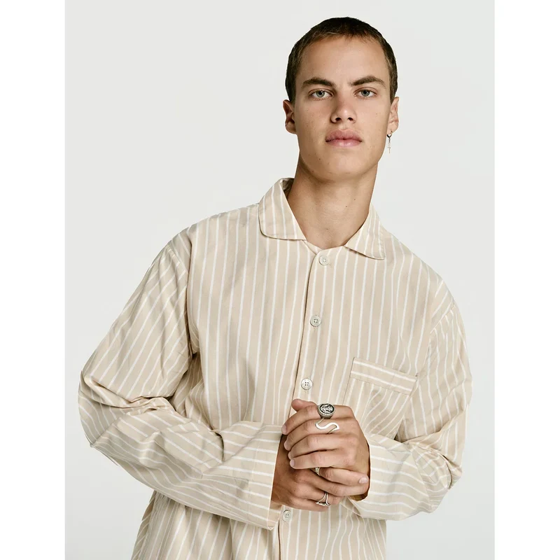Long Sleeve Shirt — Latte Stripe