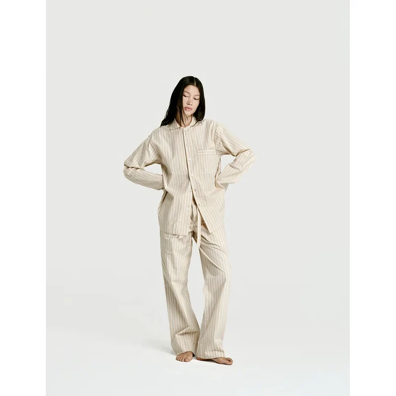 Long Sleeve Shirt — Latte Stripe