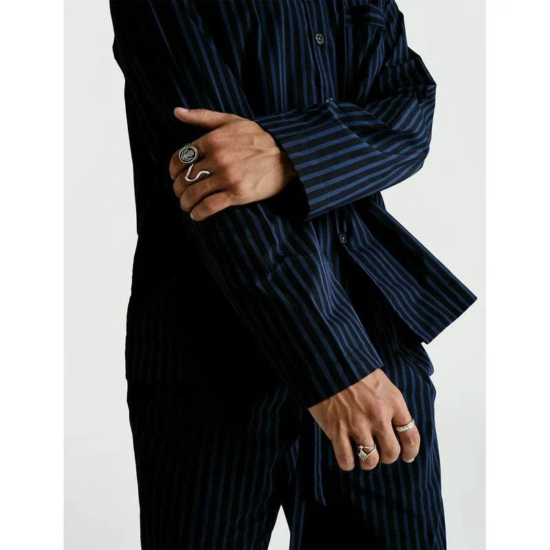 Long Sleeve Shirt — Navy Stripe