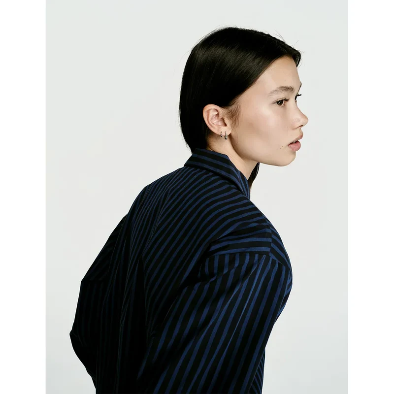 Long Sleeve Shirt — Navy Stripe