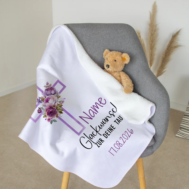 Babydecke Taufe mit Blumen - Für besondere Segensmomente