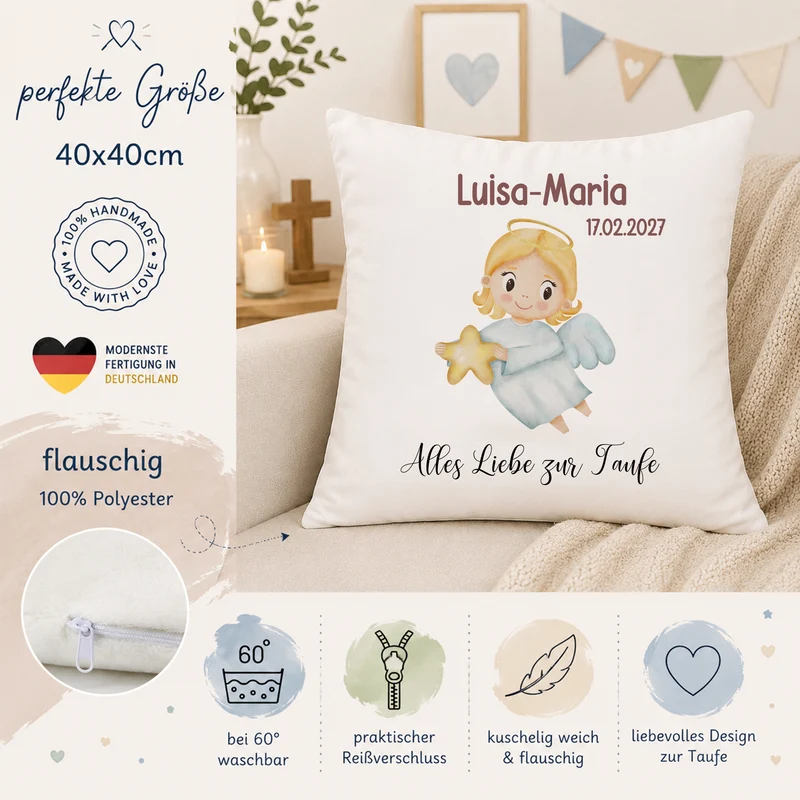 Kissen Engel - Liebe zur Taufe
