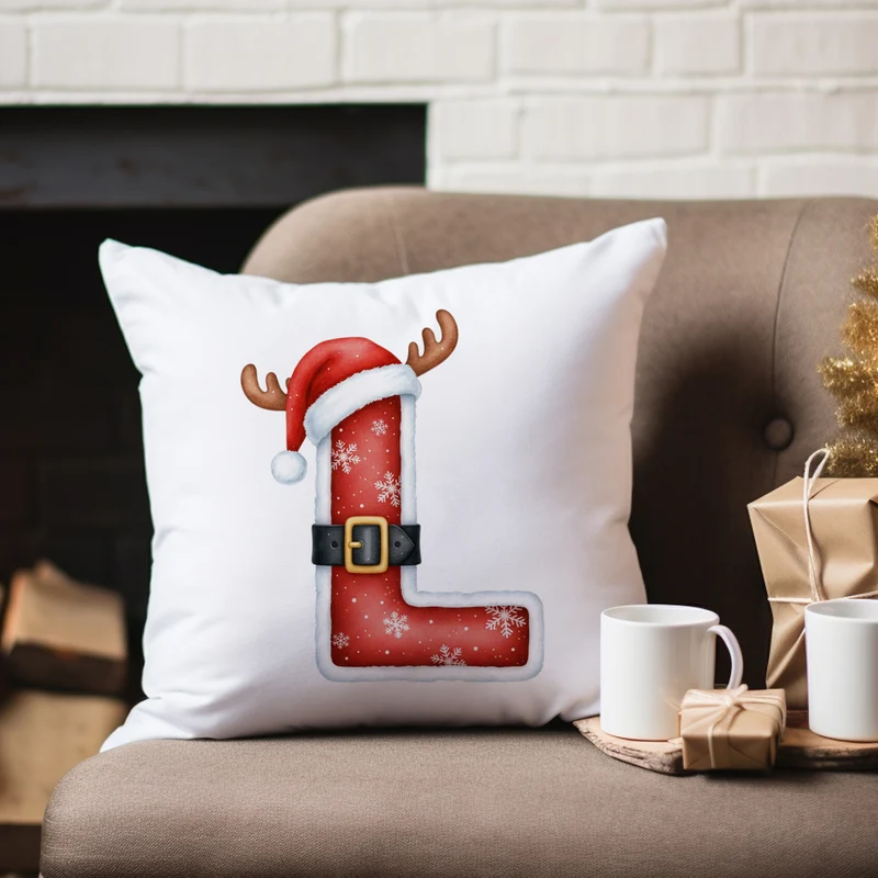 Weihnachts Kissenbezug Buchstabe L
