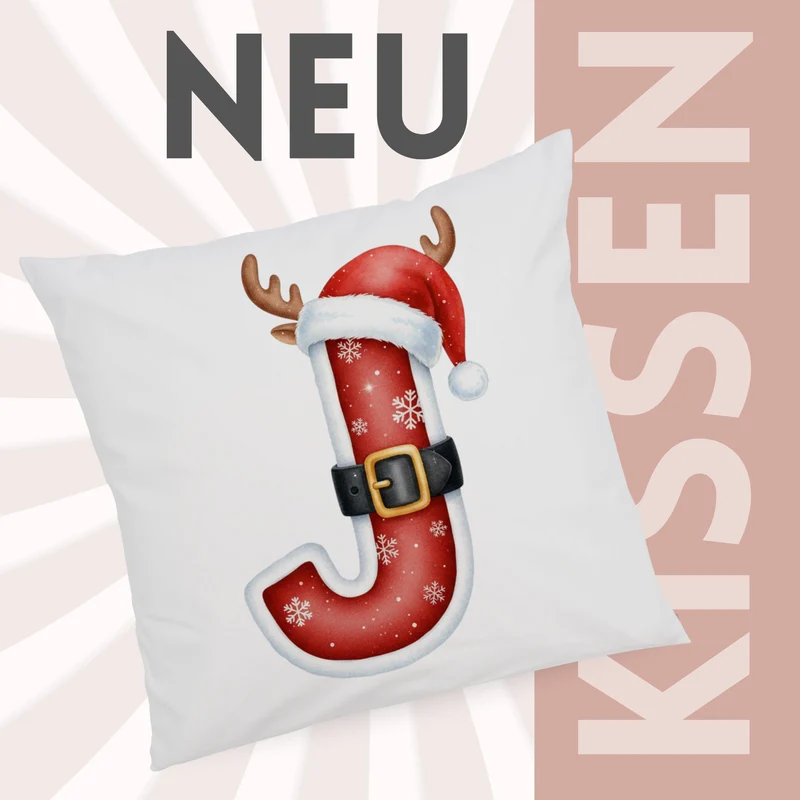 Weihnachts Kissenbezug Buchstabe J