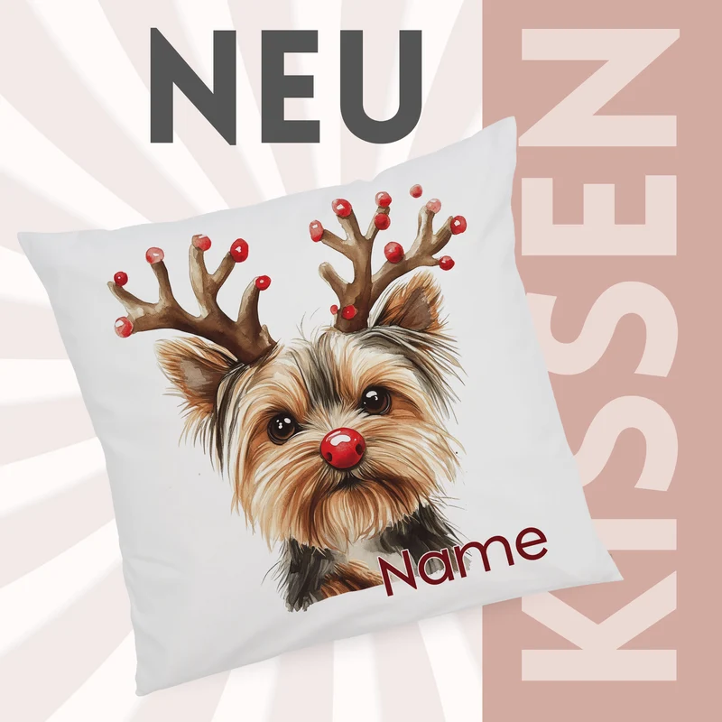 Kissenbezug Weihnachten Yorkshire Terrier