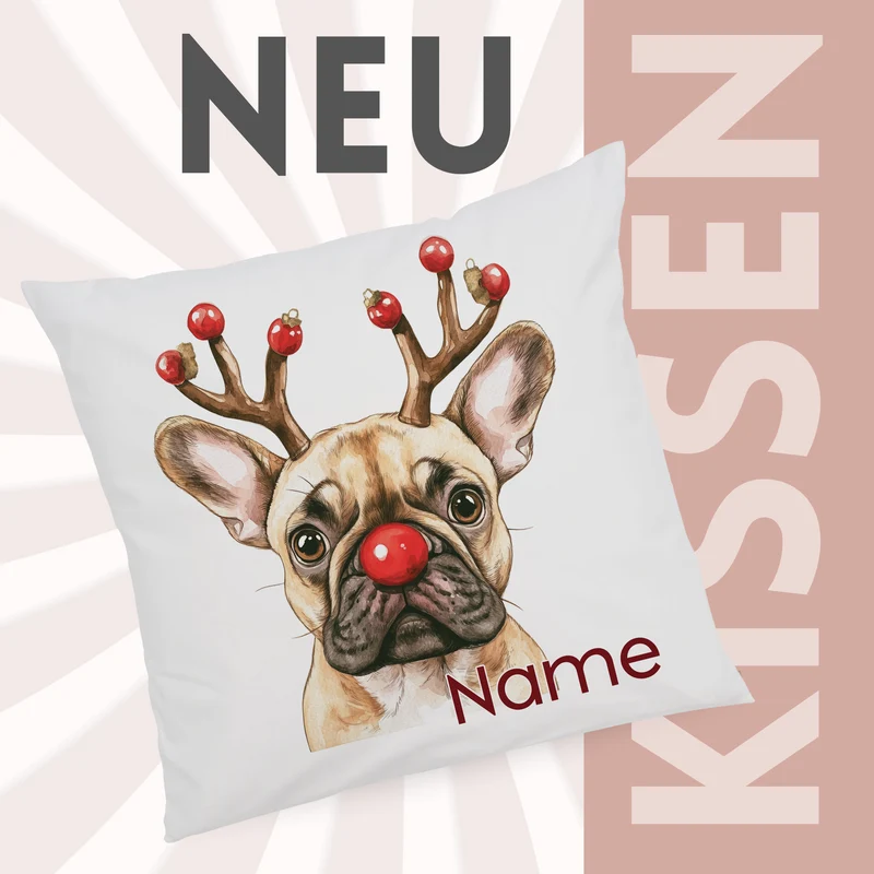 Kissenbezug Weihnachten französische Bulldogge