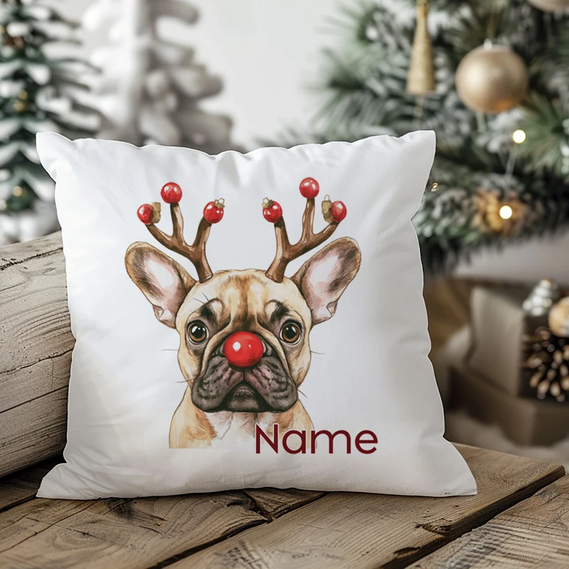 Kissenbezug Weihnachten französische Bulldogge