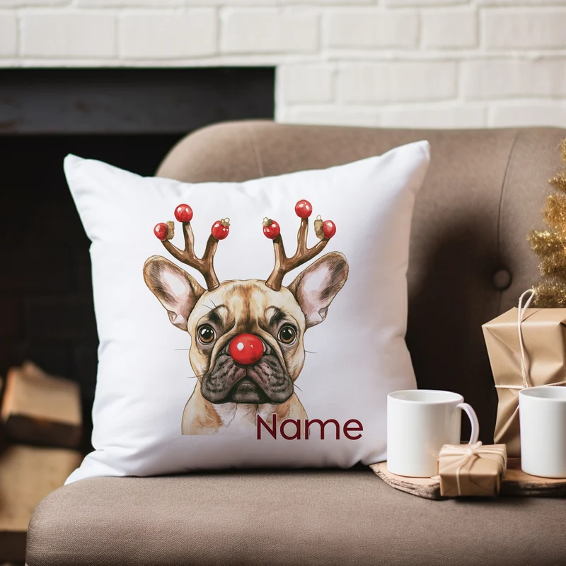 Kissenbezug Weihnachten französische Bulldogge