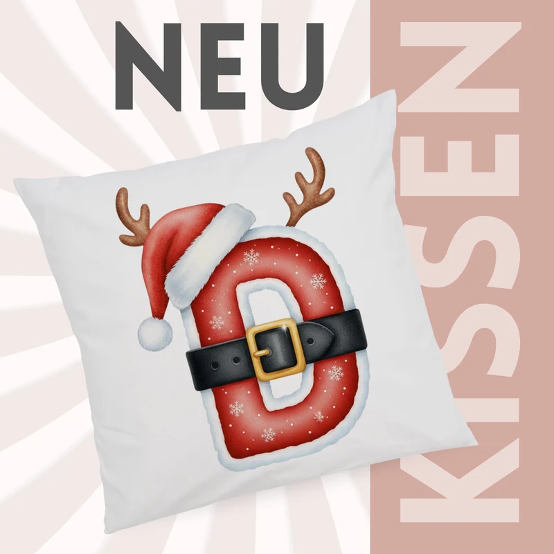 Weihnachts Kissenbezug Buchstabe D