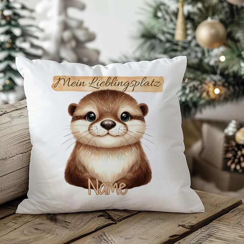 Kissenbezug mit Otter Lieblingsplatz