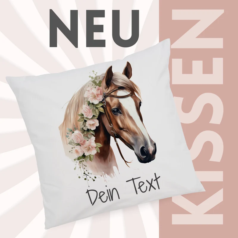 Kissenbezug Pferd mit Blumen