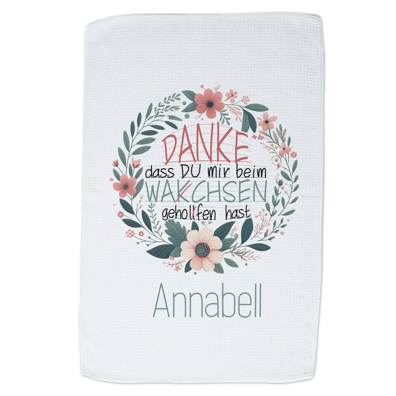Geschirrtuch mit Blumenmotiv - Dankbarkeit fürs Helfen
