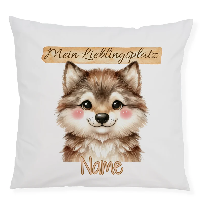 Kissenbezug Lieblingsplatz mit Wolf