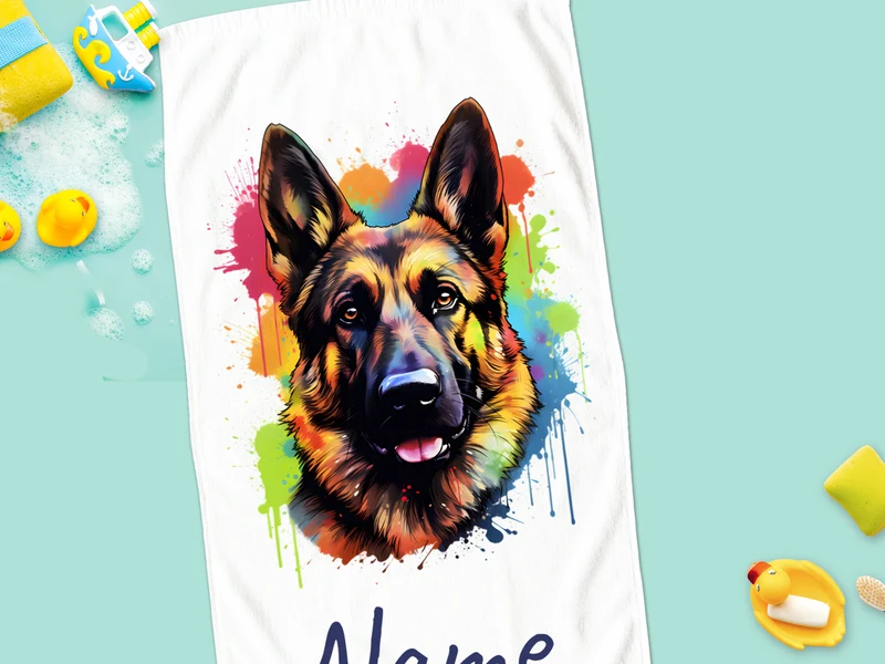 Handtuch mit Schäferhund