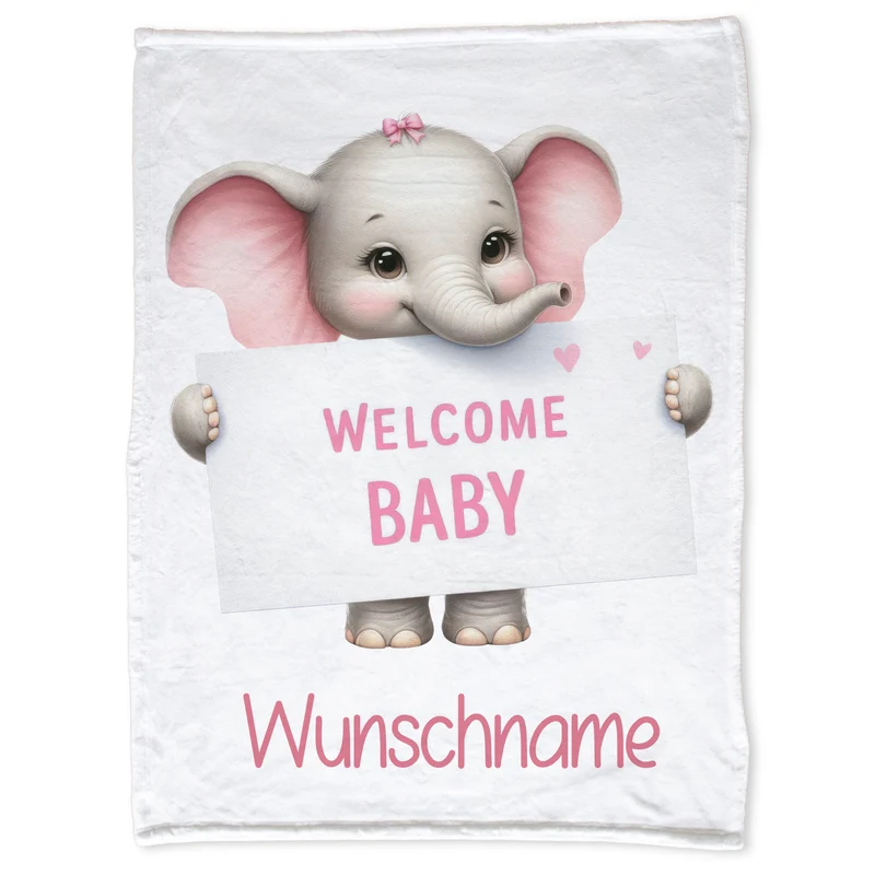 Babydecke Elefant in rosa