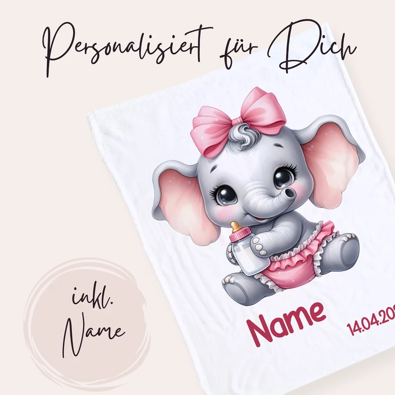 Babydecke mit niedlichem Elefanten Motiv