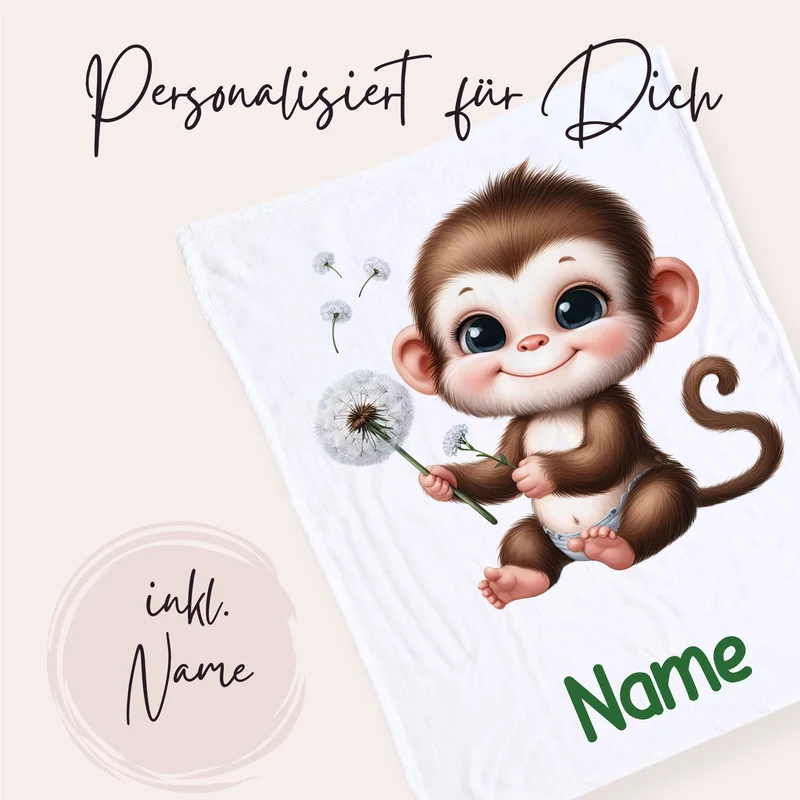 Babydecke mit süßem Affenmotiv