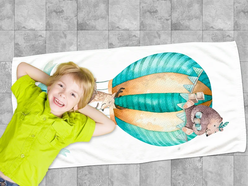 Handtuch mit Tieren im Heißluftballon