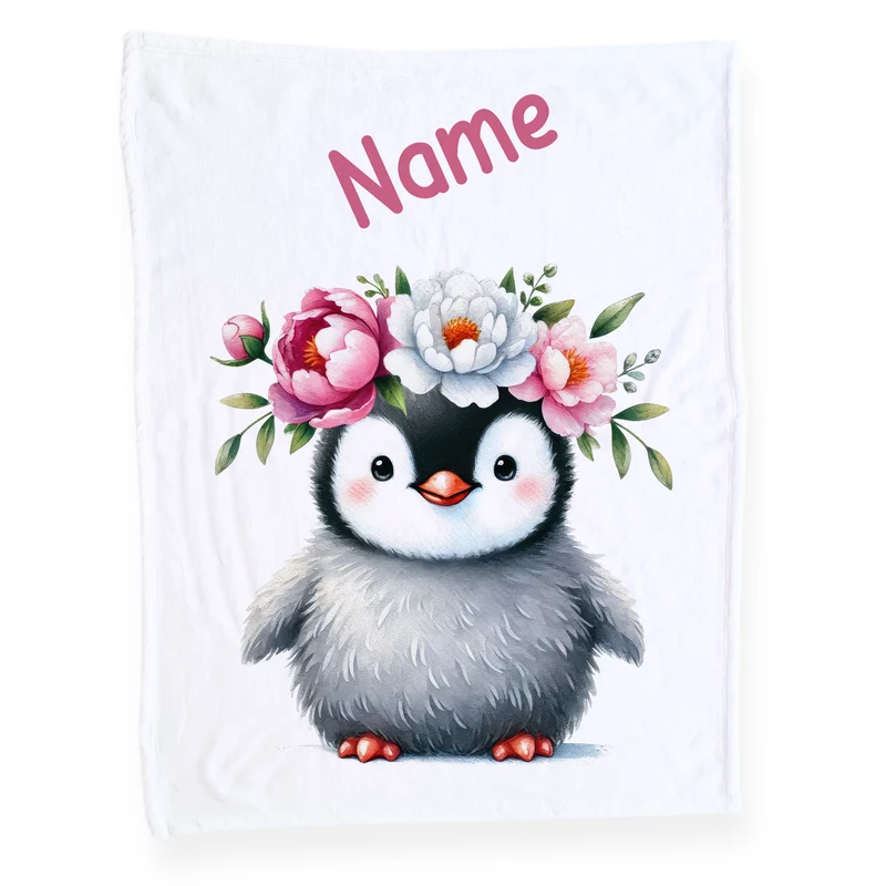 Babydecke mit Pinguin-Motiv
