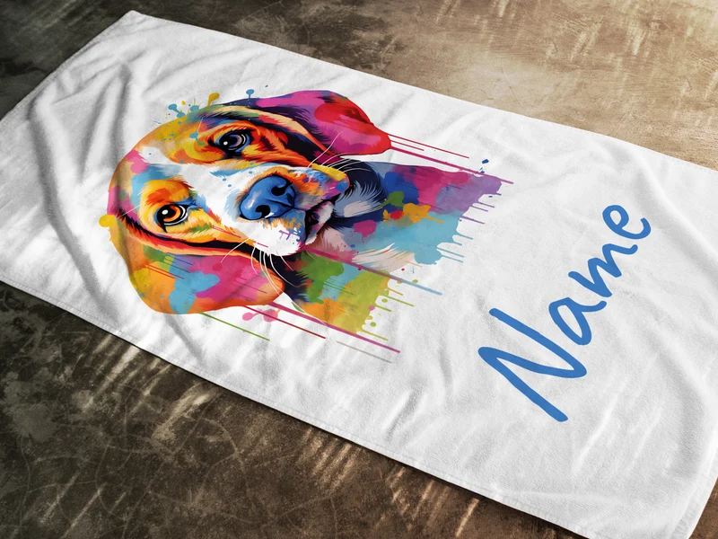 Handtuch Beagle mit Namen personalisiert