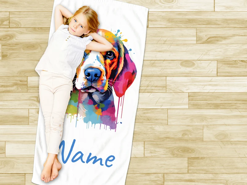 Handtuch Beagle mit Namen personalisiert