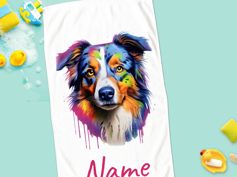 Handtuch Australian Shepherd mit Namen