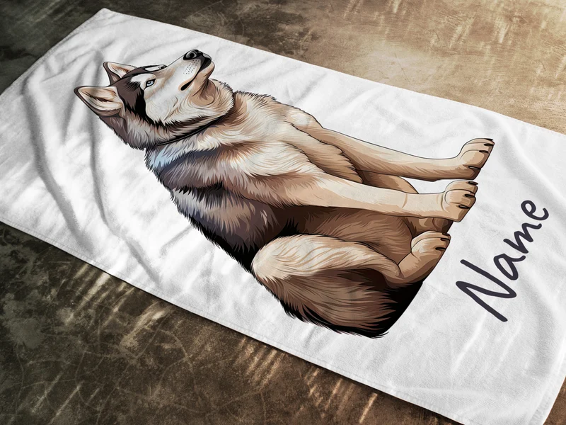 Handtuch mit Husky-Motiv