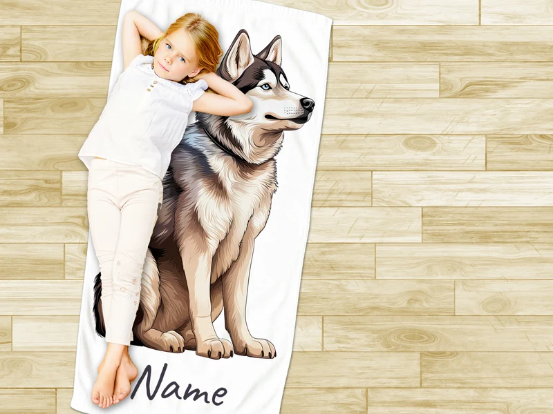 Handtuch mit Husky-Motiv