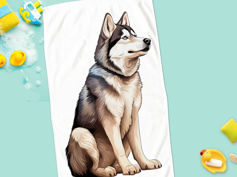 Handtuch mit Husky-Motiv