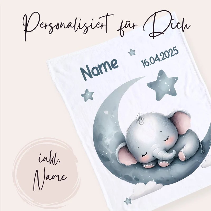 Babydecke mit schlafendem Elefanten - Sanfte Träume für dein Baby
