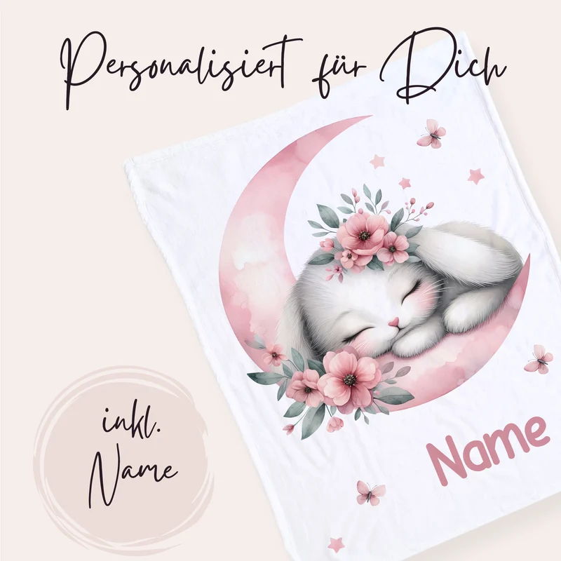 Babydecke mit schlafendem Kaninchen