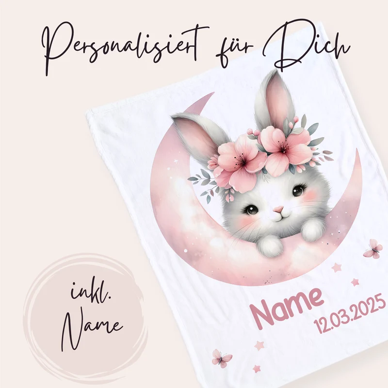 Babydecke mit süßem Hasenmotiv
