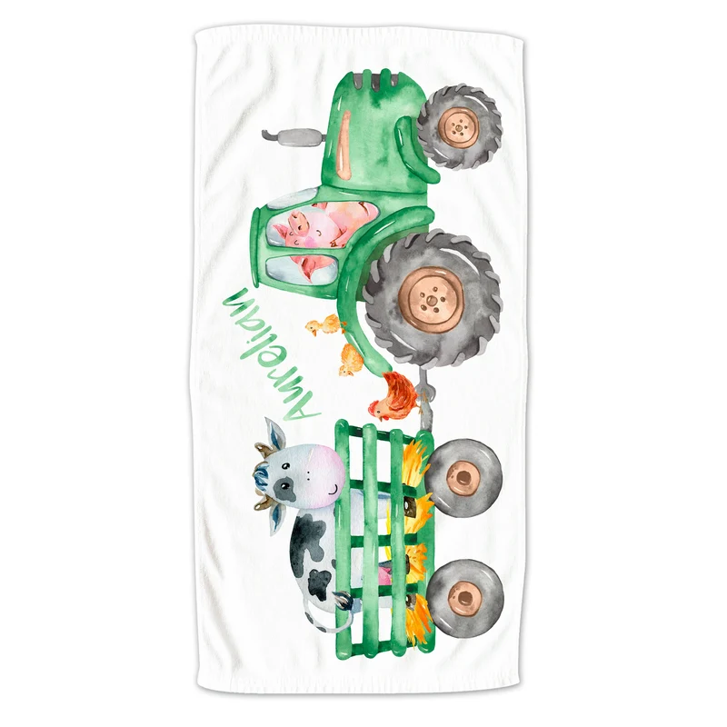 Handtuch Traktor mit Kuh