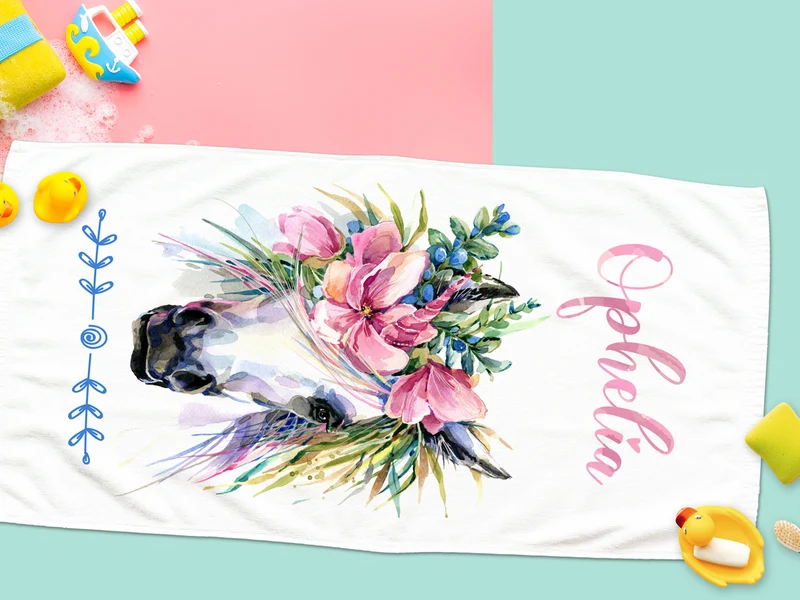 Handtuch Einhorn mit Blumen