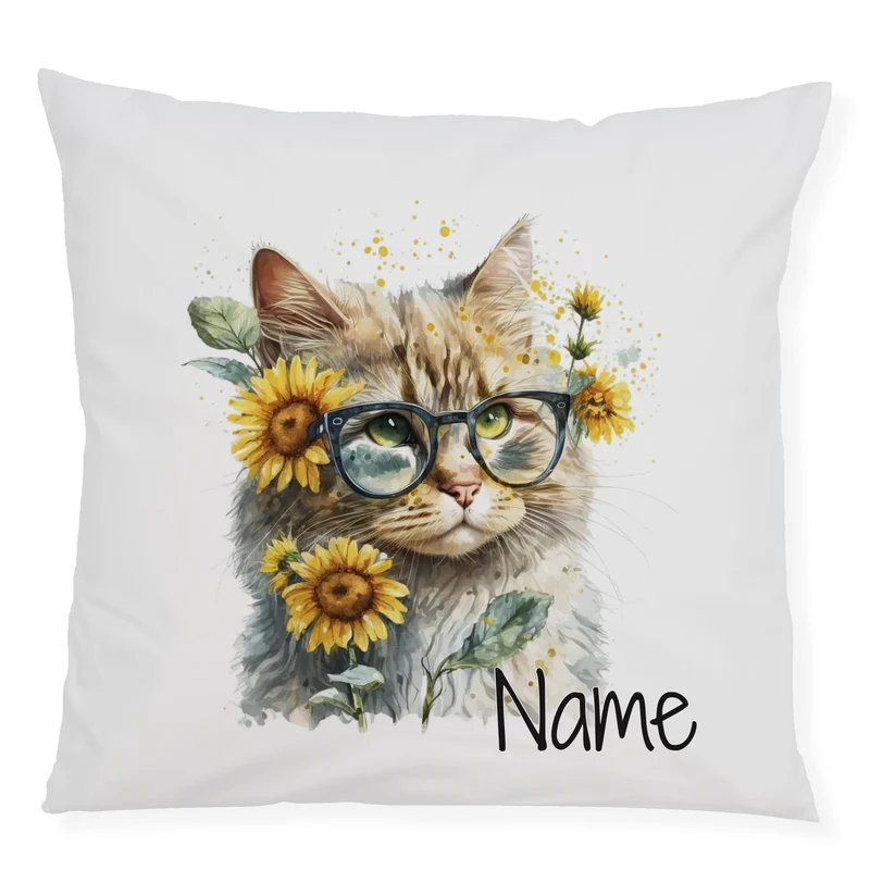 Kissenbezug Katze mit Sonnenblumen