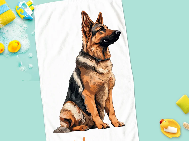 Handtuch mit Schäferhund