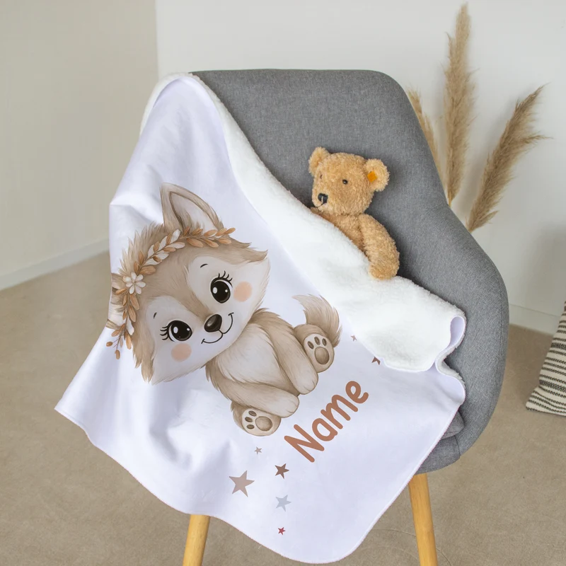 Babydecke mit Wolf