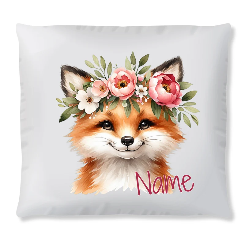 Kissen Fuchs mit Blumenkranz