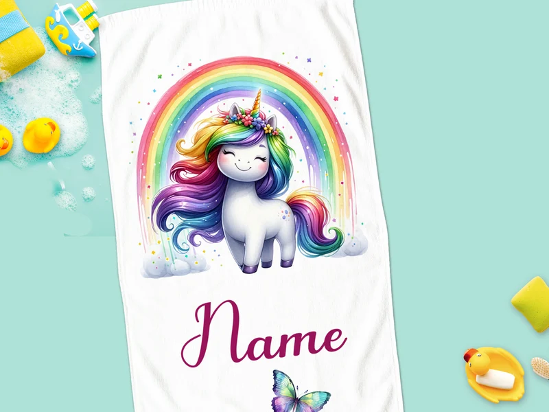 Handtuch Einhorn mit Regenbogen